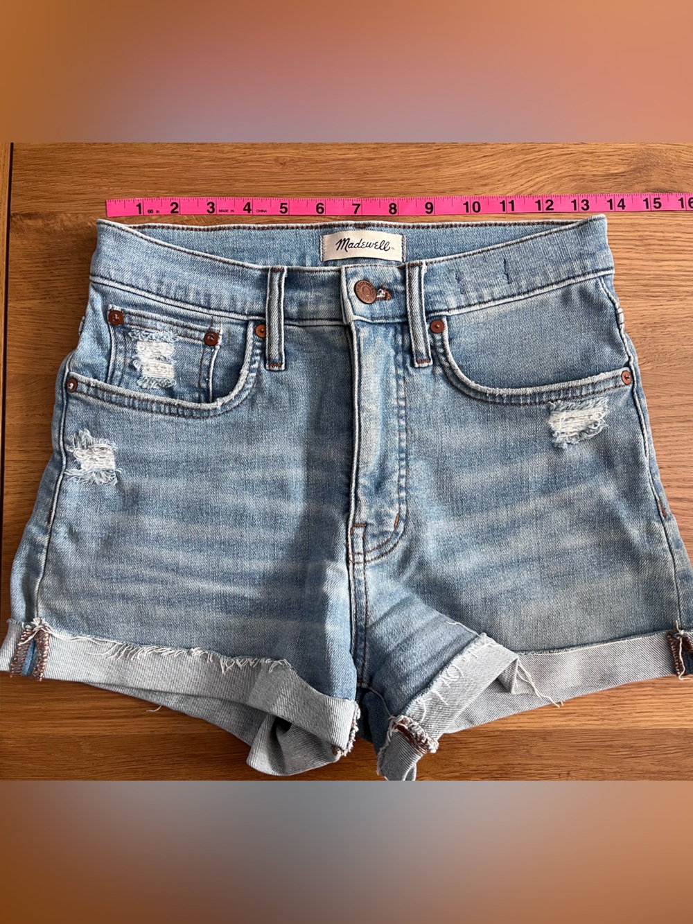 Madewell Light Blue Distressed Denim Jean Shorts